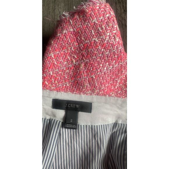 J.Crew Womens Tweed Pencil Skirt Pink Back Zip Frayed Hem Work Casual 2P PETITES - Picture 5 of 15